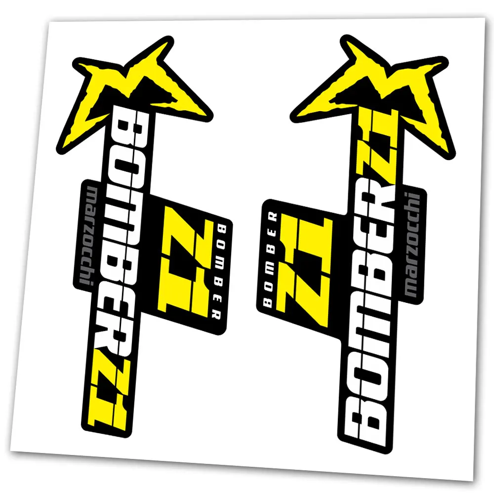 Kit Stickers Marzocchi Jaune – 7 Pièces – Autocollants Fourche VTT/BMX/eBike – Neuf