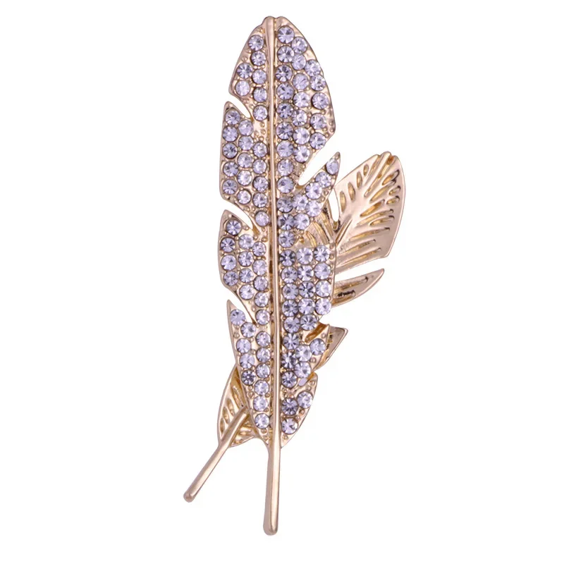 Ryaupy Spilla Piume Strass Retrò - Spille Eleganti Strass Glitterati - Spilla per Feste Alla Moda Donne e Uomini Spille in Lega per Banchetti, Abiti Sposa, Accessori (Argento