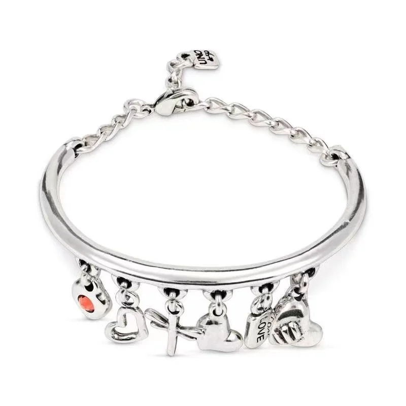 

2023 new UNOde50 fashion electroplating 925 silver simple small flat pendant bracelet women romantic holiday gift