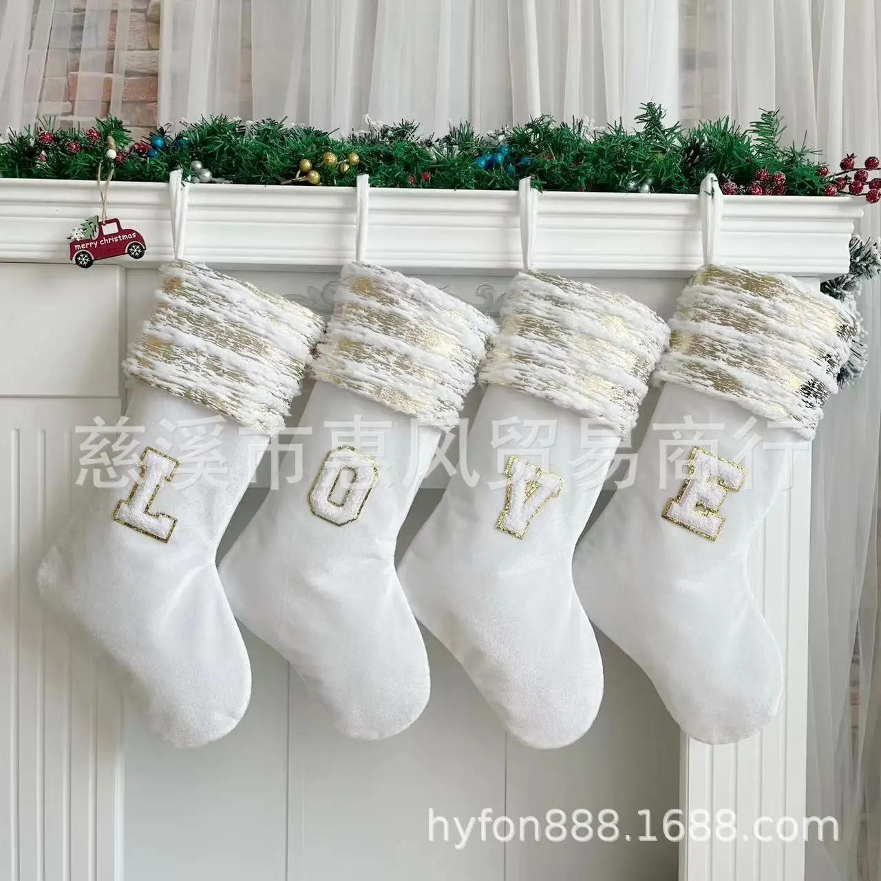 

2024 рождественские чулки 20 дюймов белые алфавитные чулки DIY рождественские подарочные пакеты рождественские украшения для дома