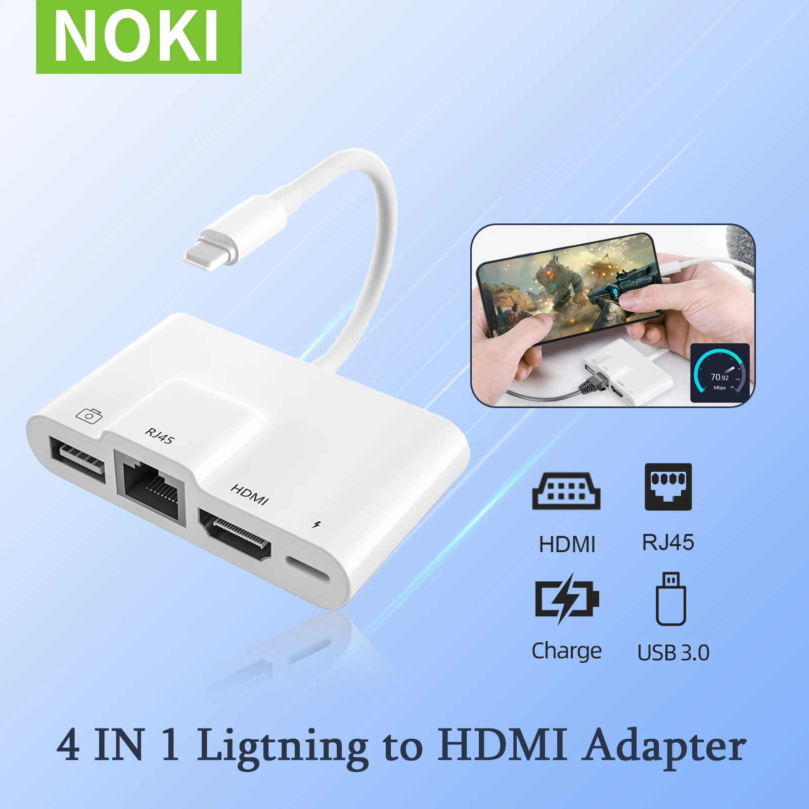 RJ45 Ethernet Lightning to HDMI Digital AV Adapter for i-Phone 14 i-Pad to  TV1080P Network LAN Wired Adapter Charging Converter