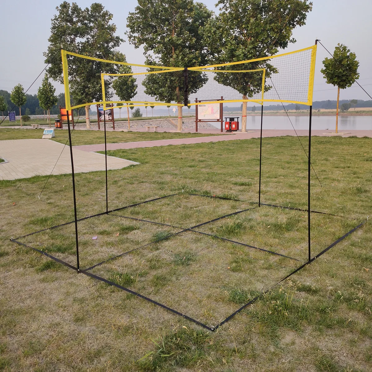 SOEZmm 4-Way Volleyball Net with Carrying Backpack SVN4,Quick Assemble Outdoor Game-Backyard Yard Games