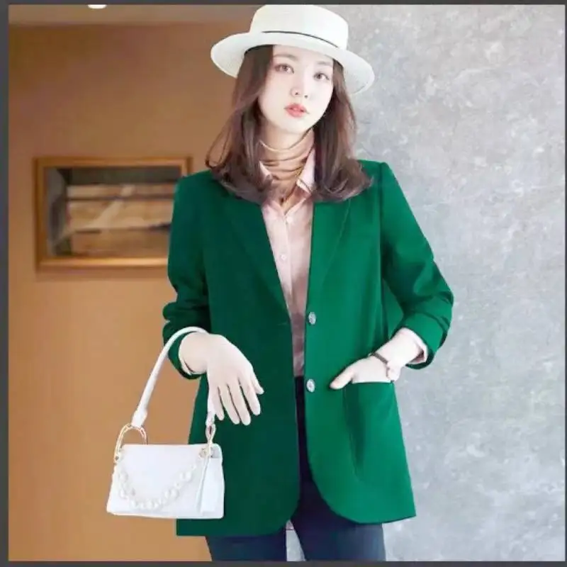 Female Suit Jacket Fashion Coat Korean Version Loose Blazer Suits Long Sleeve Notched Pockets Casual Students Blazers Clothing