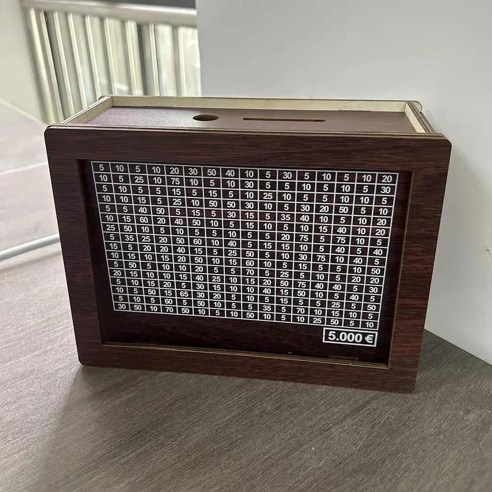 1000/2000/3000/5000/10000 Euro Money Box Wooden Piggy Bank Wooden money box piggy bank safe box coin holder coin bank cash box secret safe box Money Vault Savings Box Challenge Cash Storage Case