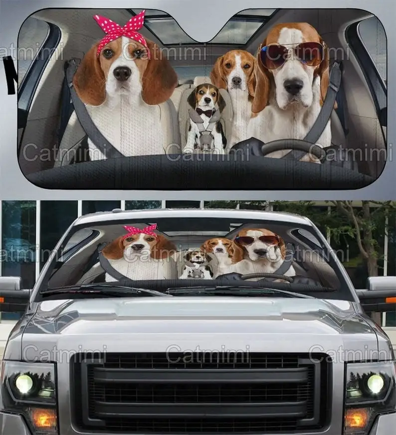 

Beagle Car Sun Shade, Funny Beagle Car Decor, Beagle Auto Sun Shade, Car Windshield Sunshade, Gifts For Mom, Husband Gift MCL202