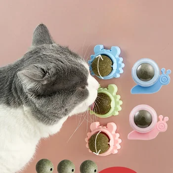 천연 고양이 캔디 스낵 볼, 회전식 장난감 개박하, 순수 고양이 어금니 치약, 식용 볼러스 치아 청소, 물기 방지 장난감, 1PC