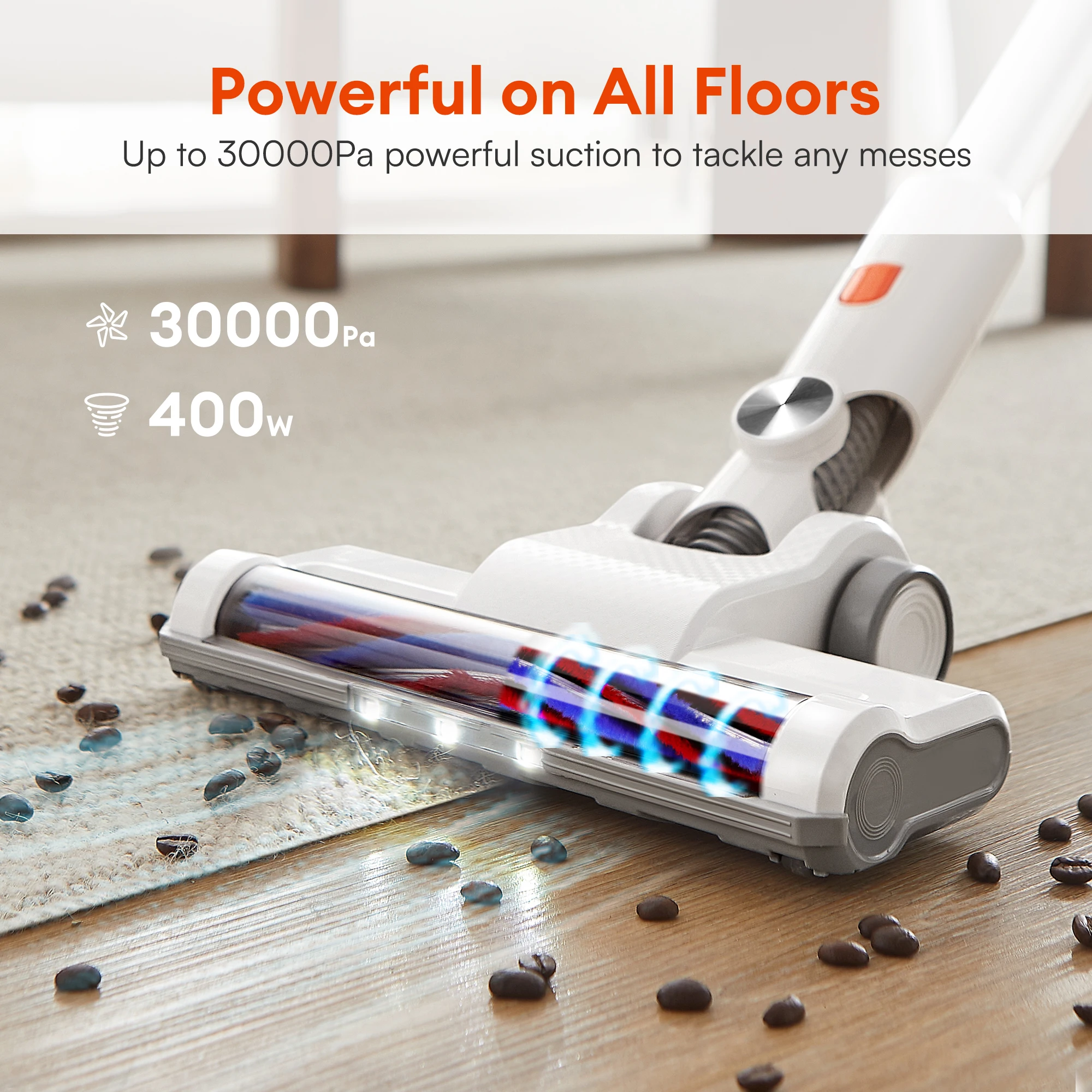  Proscenic Cordless Vacuum Cleaner, 30Kpa Cordless Stick Vacuum  with Strong Suction, Hardwood Floor Vacuum Whit Detachable Battery, Vacuum  Cleaner for Home…