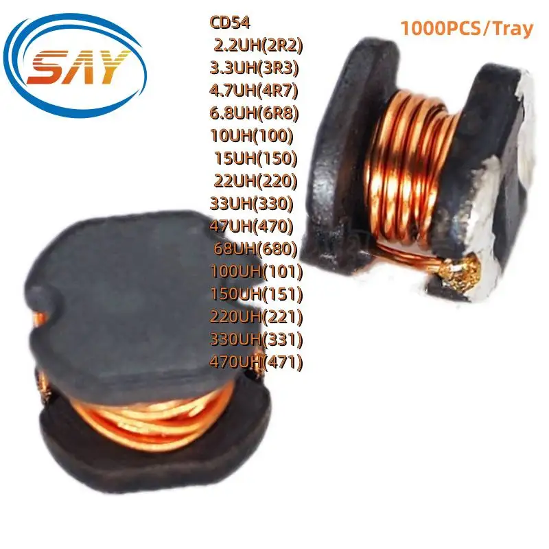 Power Inductor SMD 20PCS CD54 2.2/3.3/4.7/6.8/10/15/22/47/100/150/220/330/470UH Copper Core
