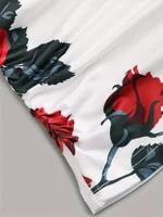 2024 spring and summer Europe and the United States new women's rose print pleated suspenders butterfly lace cross vest. - Image 5