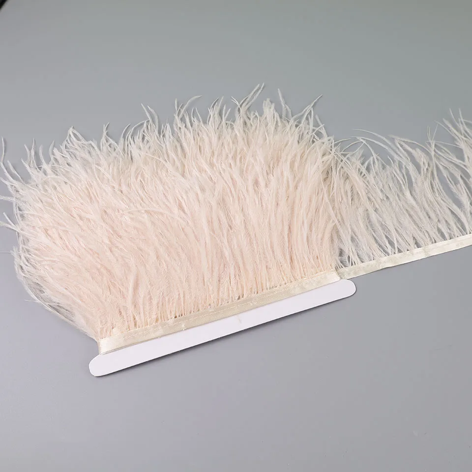 Ostrich Feathers 2M Ostrich Feathers on Ribbon for Needlework Sewing in Dress Decorative feathers on tape Fringe for clothes