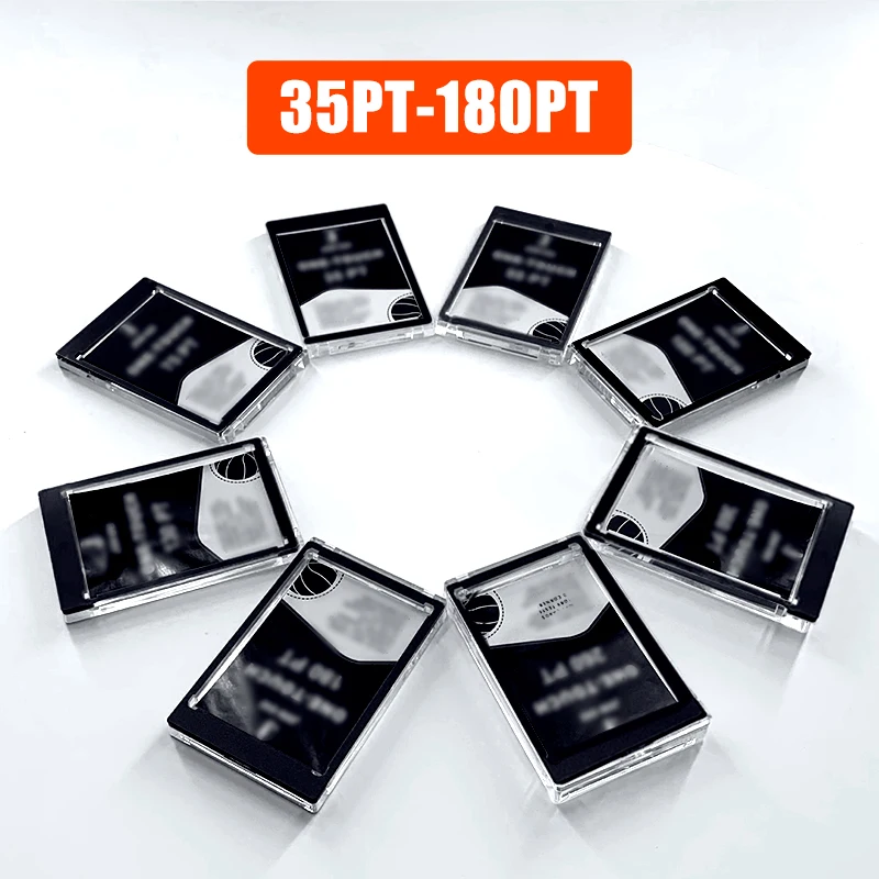 FOCCTS 5 Pièces Porte Cartes Magnétique 35pt Protege Cartes à Collectionner Protection avec Support Acrylique, Protege Carte Rigide pour Protege Carte Pokemon, Toploader Transparent