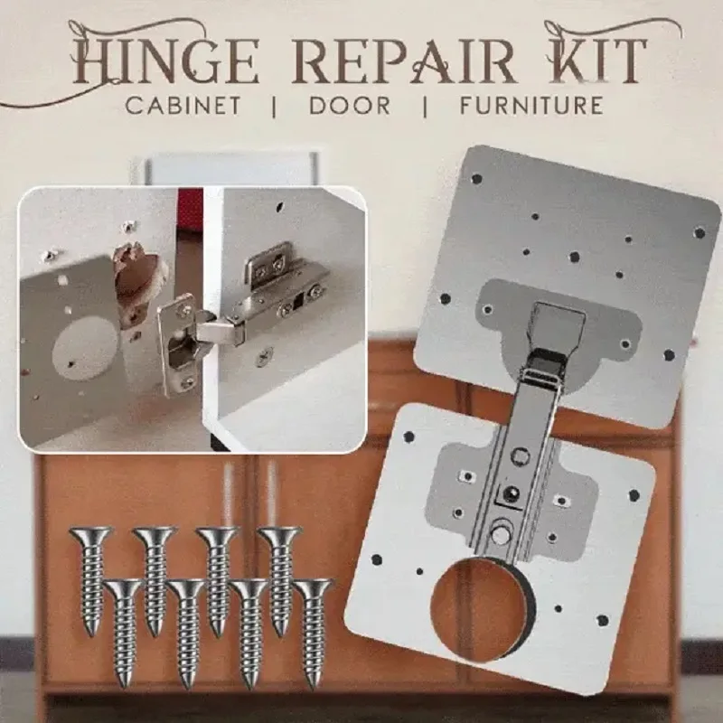 Hinge Repair Kit Hinge Side Plate Repair Piece Bracket Cabinet Hinges Plate Stainless Steel for Kitchen Cupboard Door