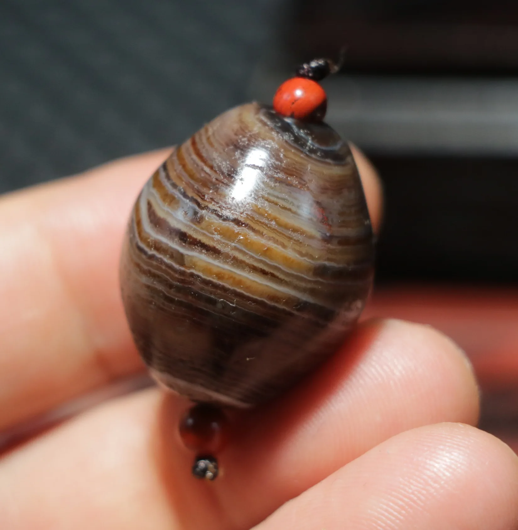 

AL Treasure Magic Power Tibetan Old Agate Natural Silkworm Stripes Big Daluo Rich Symbol dZi Bead Totem 4A Timestown UPD22Asw