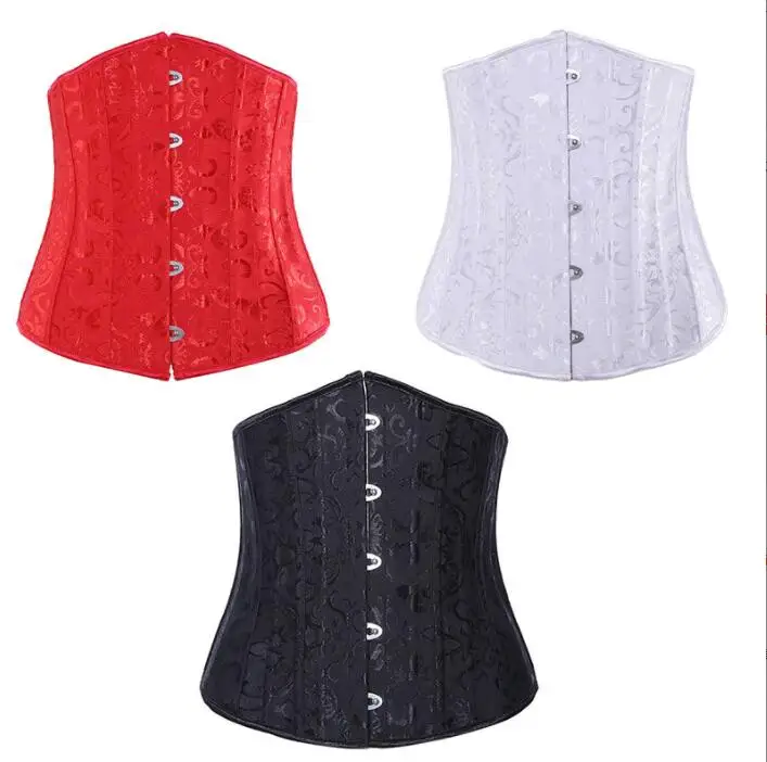 

corset 24 steel bone Underbust Waisttrainer Gothic Boned Chest Binder Gorset Sexy Femme Floral Plus Size Korsett Women