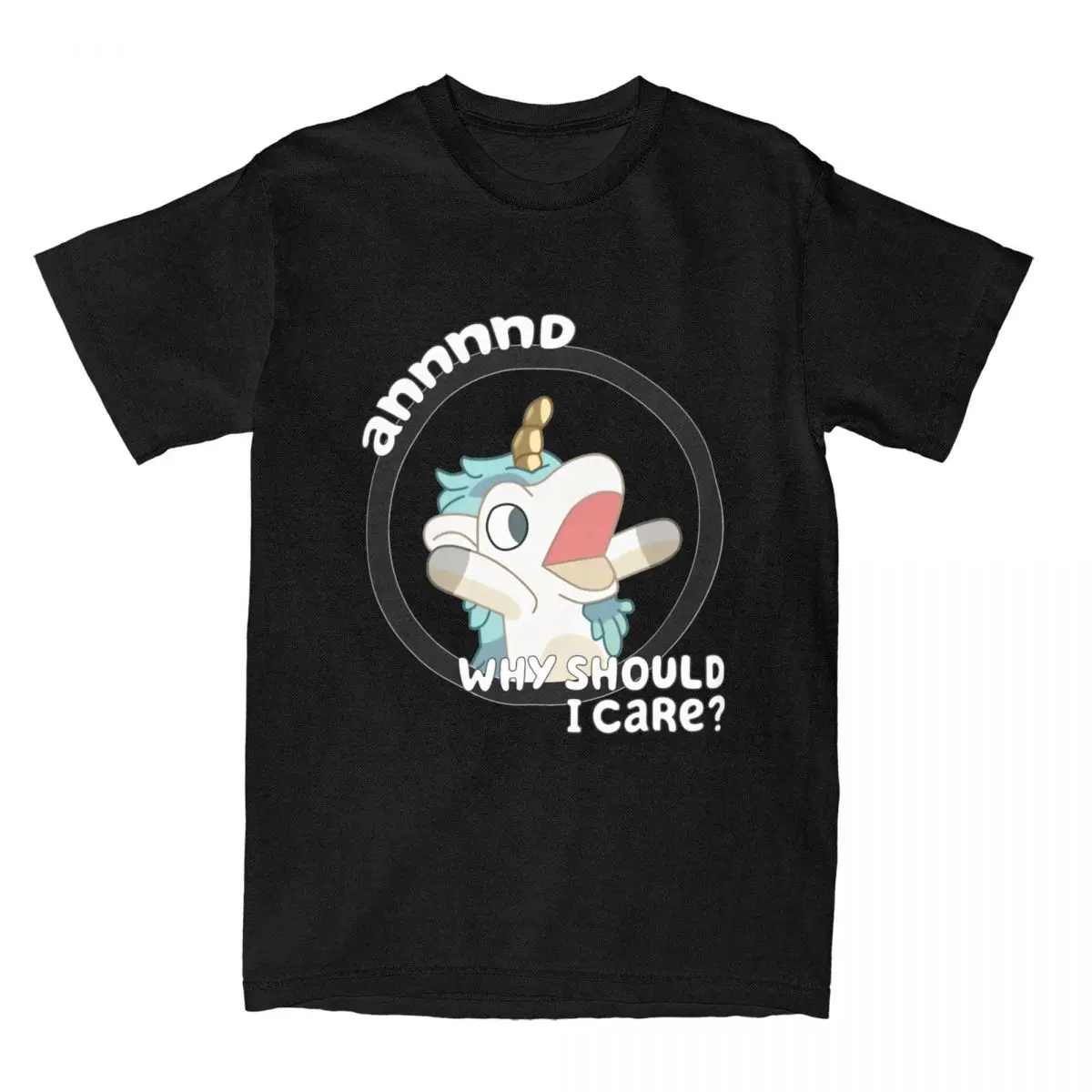 Whimsical Blue Unicorn Graphic Cotton T-Shirt - Casual Beach Novelty Short Sleeve Tee