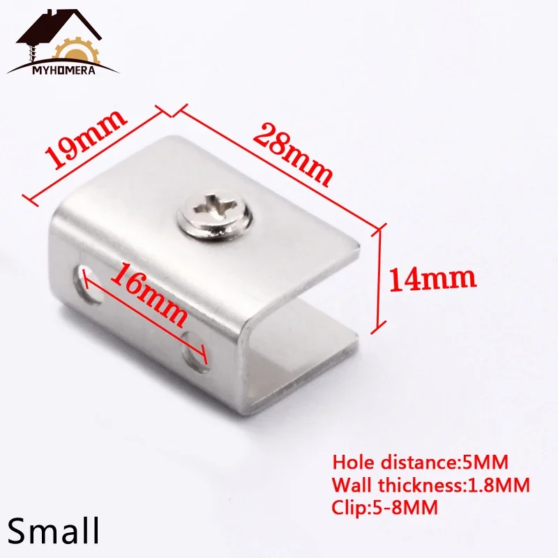 4 Pieces Adjustable 5-13mm Stainless Steel Glass Clamps Square Shelves Support Corner Bracket Glass Clips Wall Mounted