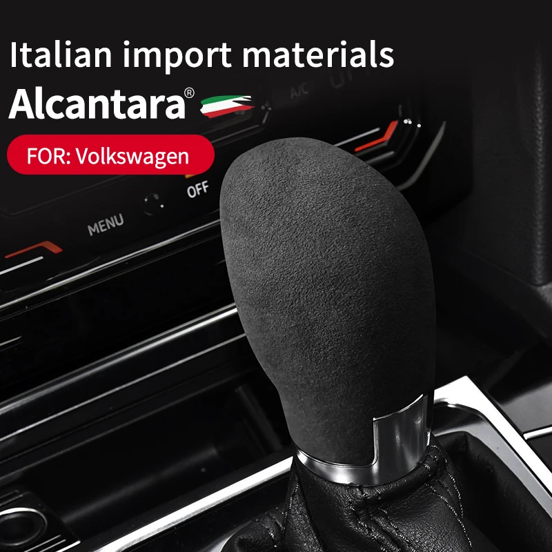

Alcantara Handbrake Case Suede Wrapping Gear Shift Head Knob Cover Frame Trim For Volkswagen passat Polo CC Touran Golf Lavida