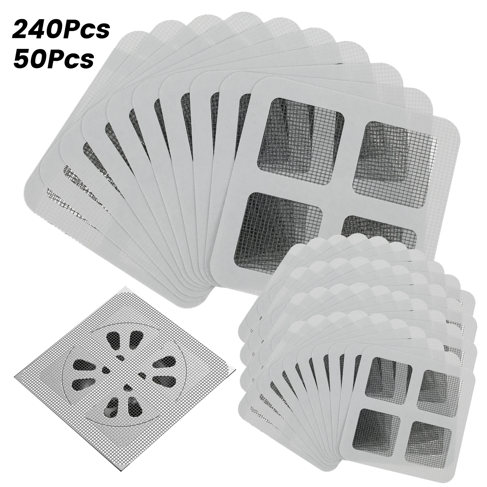 50/240Pcs Hair Drain Stickers Self Adhesive Shower Drain Protector 10x10cm Sink Drain Strainer Hair Stopper Shower Drain Cover 1