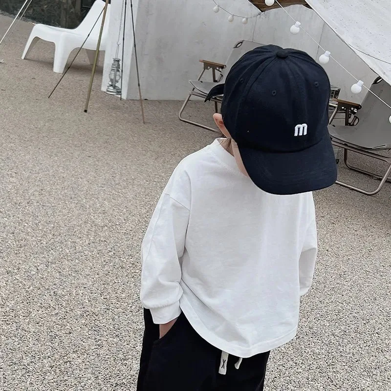 2025 Spring New Children Long Sleeve T Shirt Cotton Baby Boy Girl Solid Casual Bottoming Shirt Toddler Kids Versatile Loose Tops 2