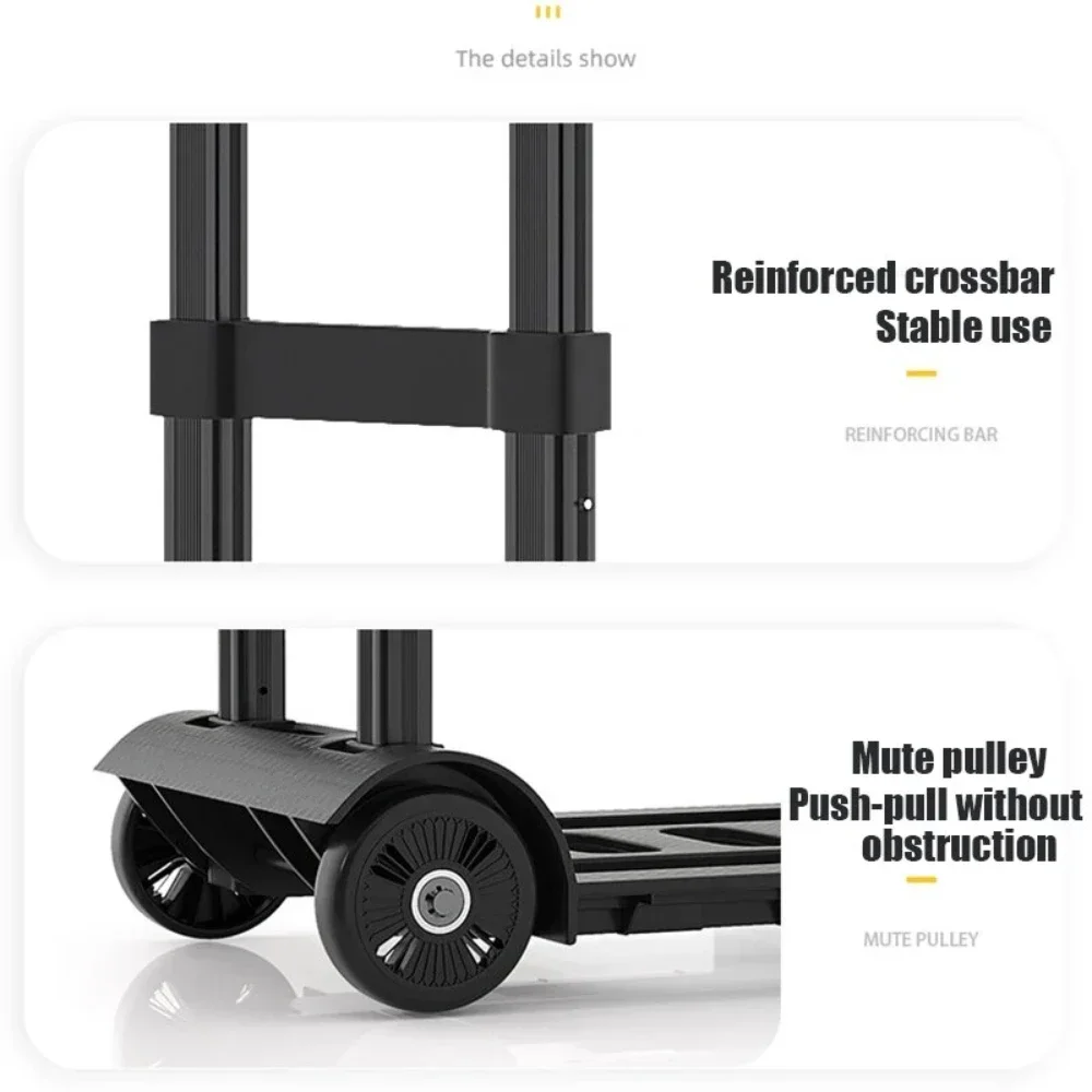 Folding Hand Truck Lightweight Dolly Foldable Luggage Cart 2 Rotate Wheels Utility Cart Adjustable Handle Trolleys