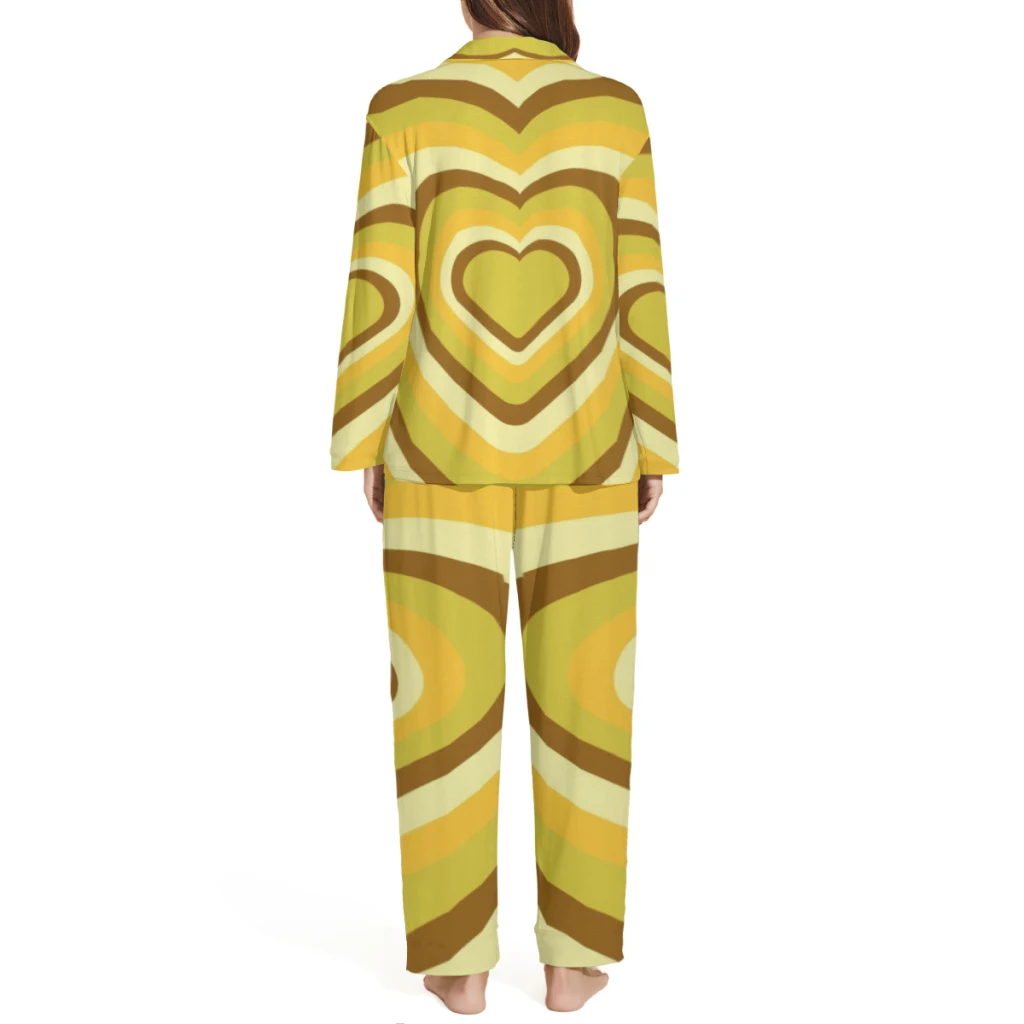 Rainbow Color Mixed Heart Heart Printed Sleepwear Set  Long-Sleeve New Pajamas Sets Night New Winter