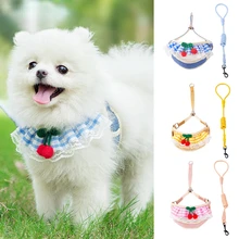 작은 개용 하네스 및 가죽 끈 세트, 귀여운 강아지 가슴 스트랩, 조절 가능한 강아지 하네스 가죽 끈, 치와와 요키 체인, 강아지 용품