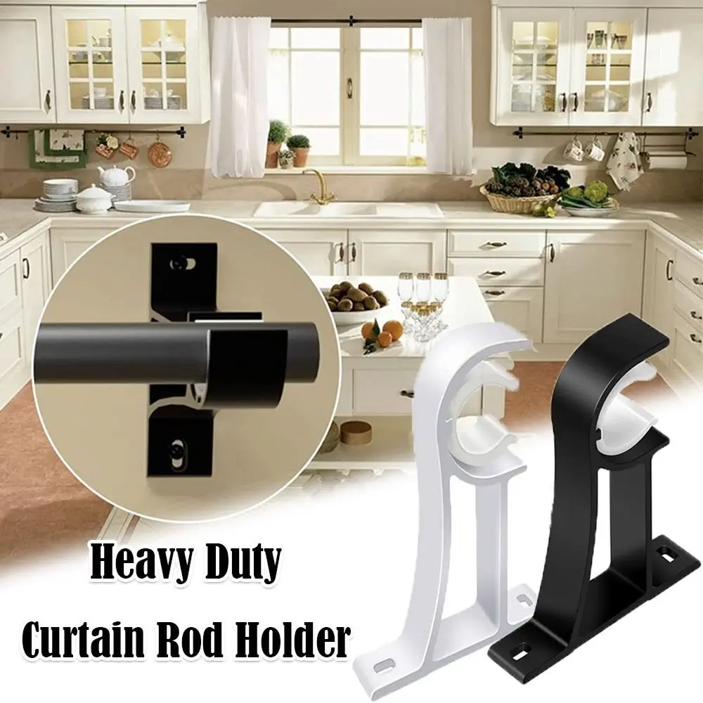 Single Hang Curtain Rod Holder Aluminum Alloy with Screws Roman Rod Bracket Heavy Duty Curtain Fixing Clip Hook