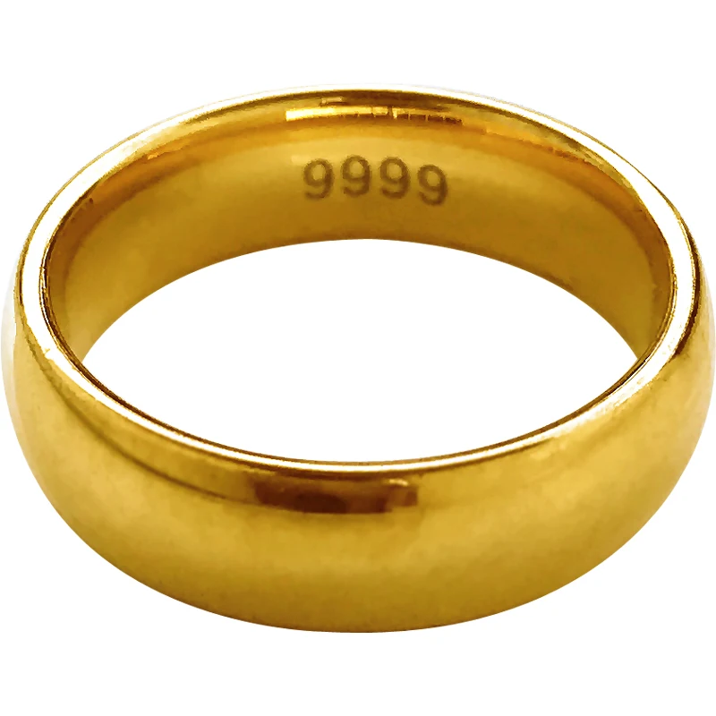 Pure Plated 18k Yellow Gold 999 24k Rings for Men and Women Smooth Lover Antithes Simple Ring Long Lasting Never Fade Jewelry Gold Plated Rings Gold Rings Golden Ring