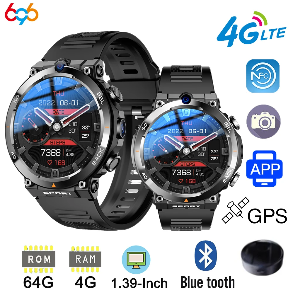 

Смарт-часы с двойной камерой, GPS, 4G, Wi-Fi
