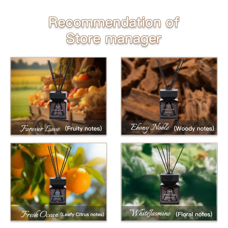 NAMSTE 100ML Fireless Reed Diffuser Oil Fragrance Replacement Stick Aroma Oil Incense Supplly Rattan Scent Air Purifier For Home 6