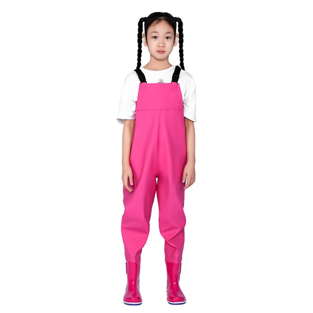 Children Fishing Chest Waders Outdoor Activity Girl Boy PVC Rain Pant Waterproof Bootfoot Quick-dry Hunting Fishing Suits