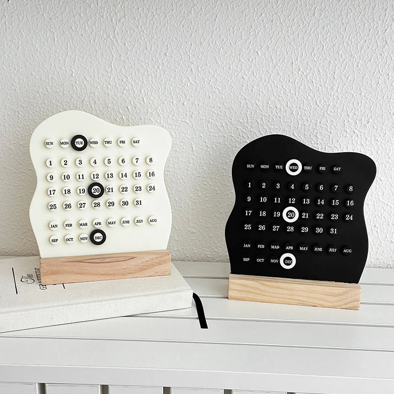 Calendrier de bureau réglable en bois – Calendrier perpétuel de style Montessori pour la maison ou le bureau