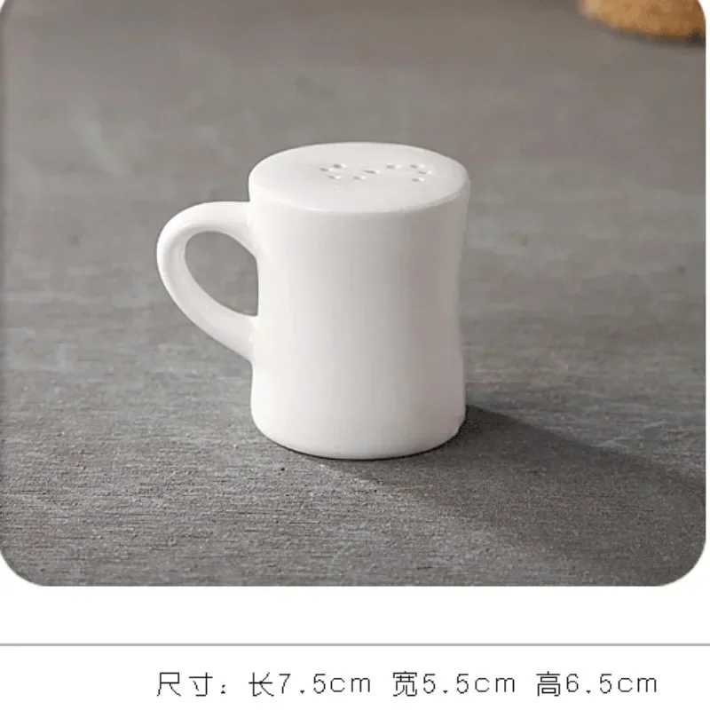 Ceramic Spice Jar Set - White Condiment and Seasoning Storage Container