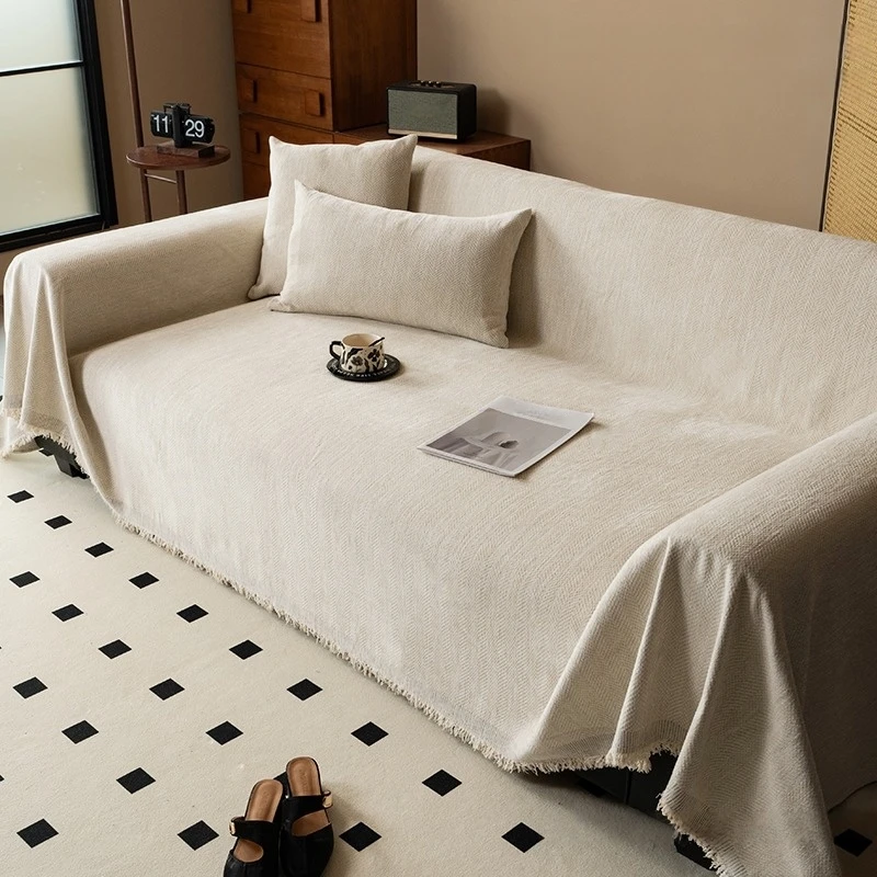 Minimalist Herribone Style Chenille Sofa Towel image 9