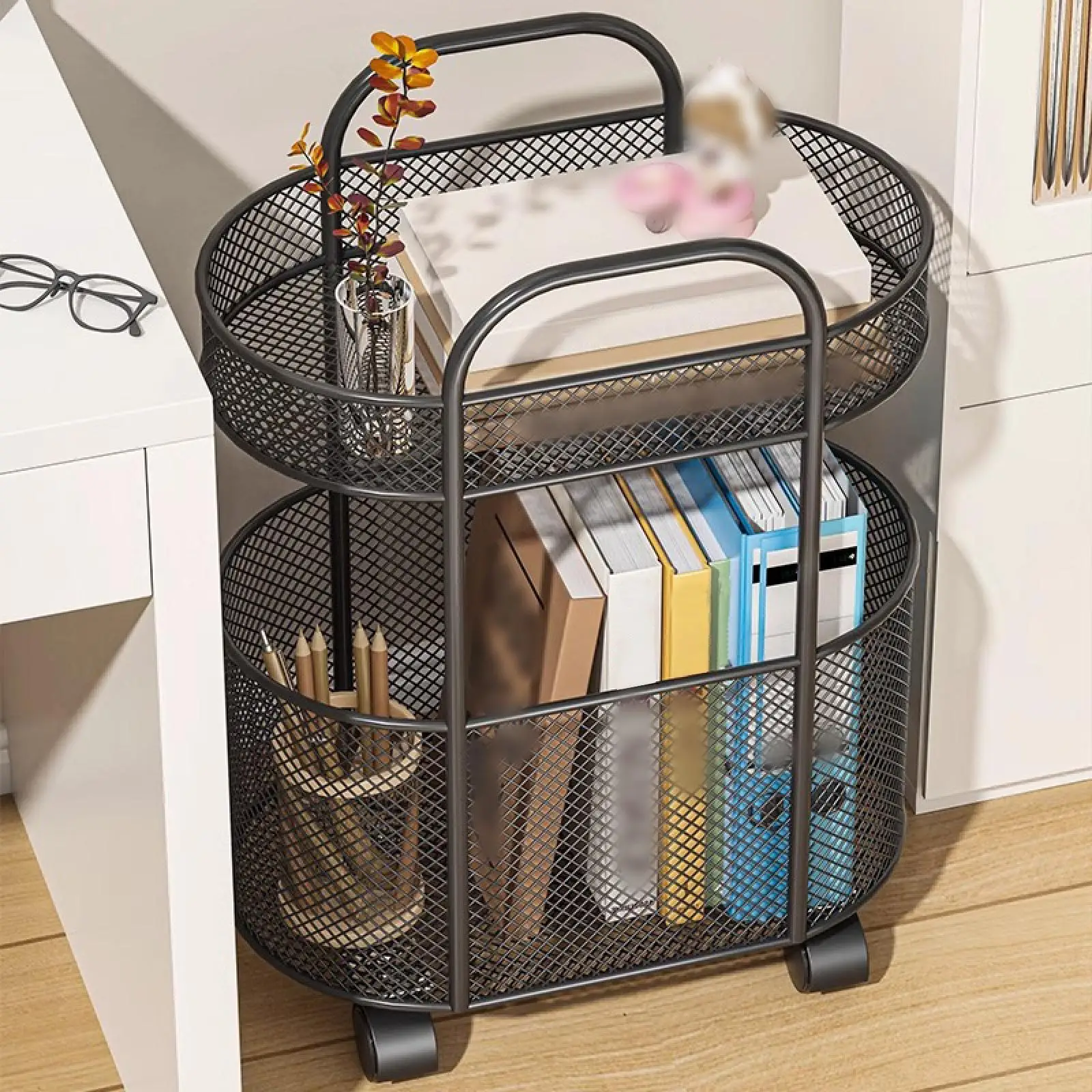 Bookshelf Floor Storage Integrated Against The Wall Student Multi-Layer Home Mobile Book Simple Children'S Bookcase Storage