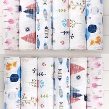 

Newborn Swaddle Baby Blanket Two Layer Muslin 100% Cotton 110*120cm Soft Newborn Bath Gauze Infant Wrap Sleepsack Stroller Cover