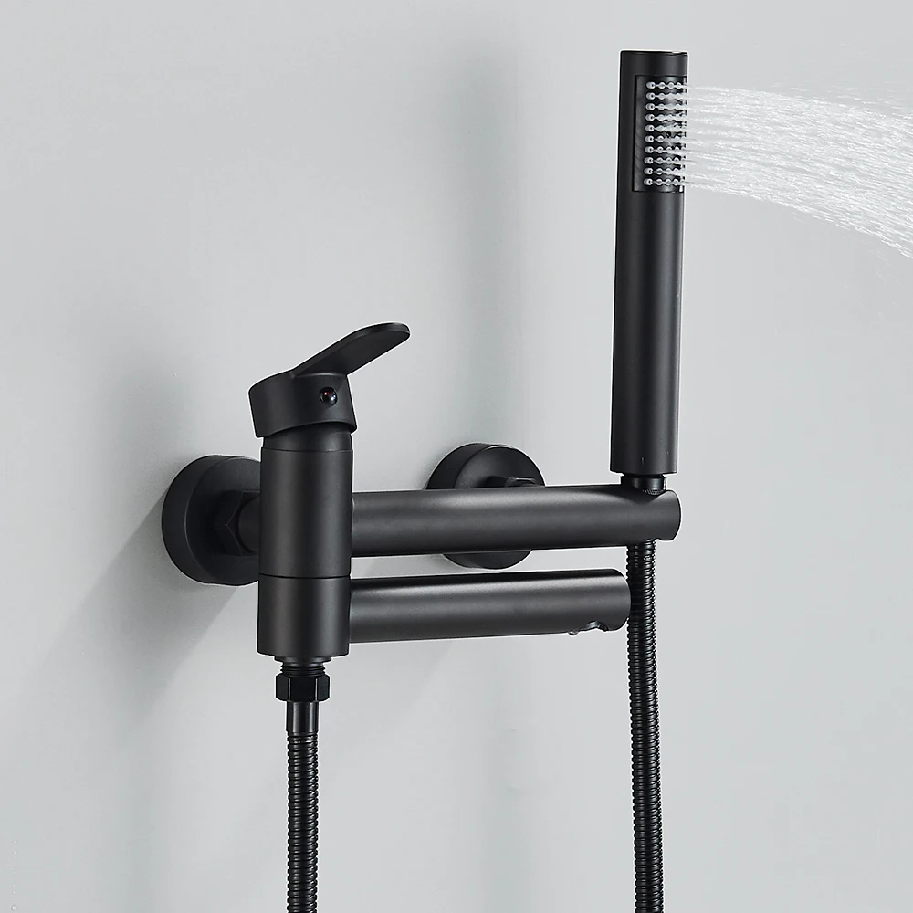 

Black Bathtub Faucet Wall Mounted Waterfall Bath Shower System Embedded In Tub Water Tap Mixer