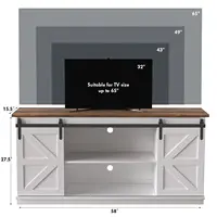 TV Stand for 65 Inch TV, Entertainment Center with Storage Cabinets and Sliding Barn Doors, Mid Century Modern, Customized 5