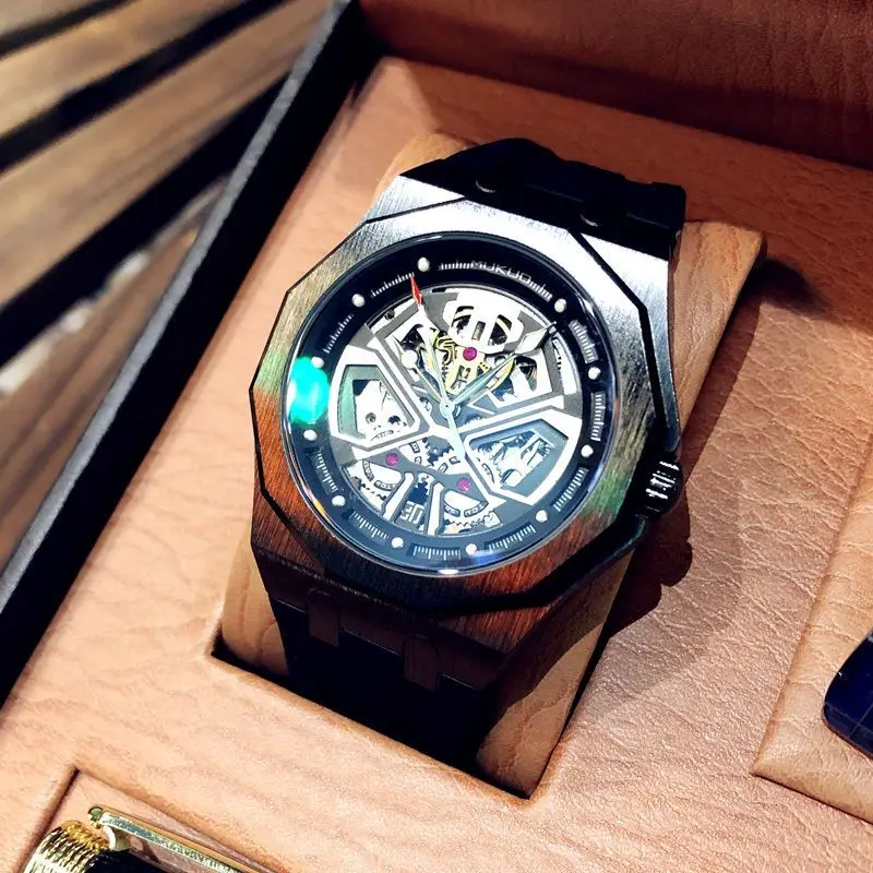 

TICIFY Hollow Out Fully Automatic Mechanical Watch Men's Trendy and Personalized Retro Square High-end Men's Watch 43MM