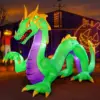 14Ft Long Huge Halloween Inflatable Green Dragon Inflatables Toys with LED Lights for Yard Lawn Halloween Outdoor Decoration 1