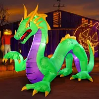 14Ft Long Huge Halloween Inflatable Green Dragon Inflatables Toys with LED Lights for Yard Lawn Halloween Outdoor Decoration 1