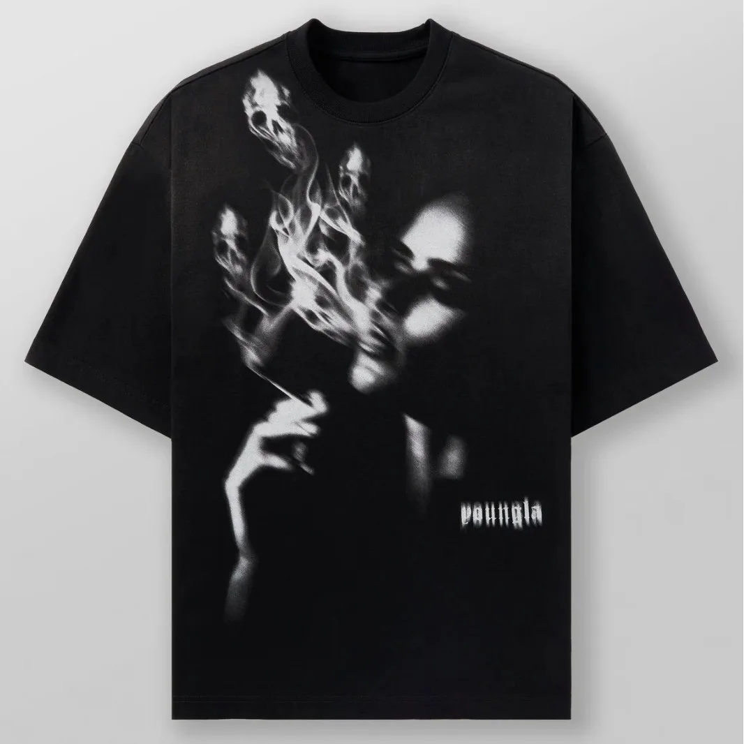 Summer New Men's Oversized T-shirt American Fashion Trend Printed Short Sleeve camping Sports Fitness Breathable Top