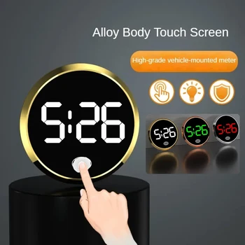 Car Dashboard Clock Luminous Mini Automobiles Internal Stick-On Digital Watch with Touch Switch Large LED Display Auto Ornament 1