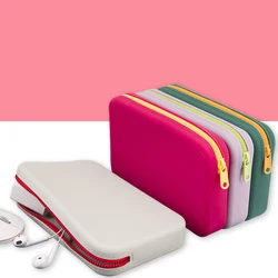 Petit sac de rangement cosmétique carré en silicone, grande capacité, porte-pinceau de maquillage de voyage, portable, étanche, évaluation