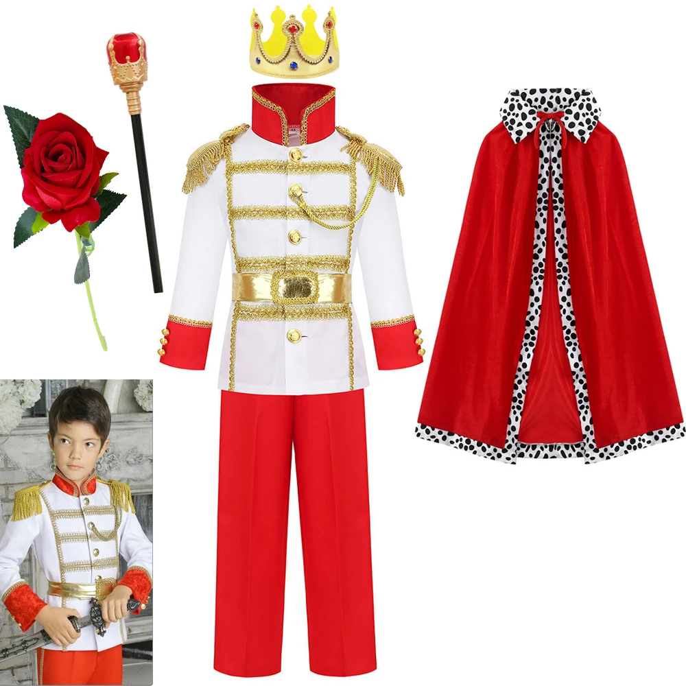 Kids Cosplay Costume Medieval Prince Costume Kids Medieval King Cosplay Costume for Boys Set