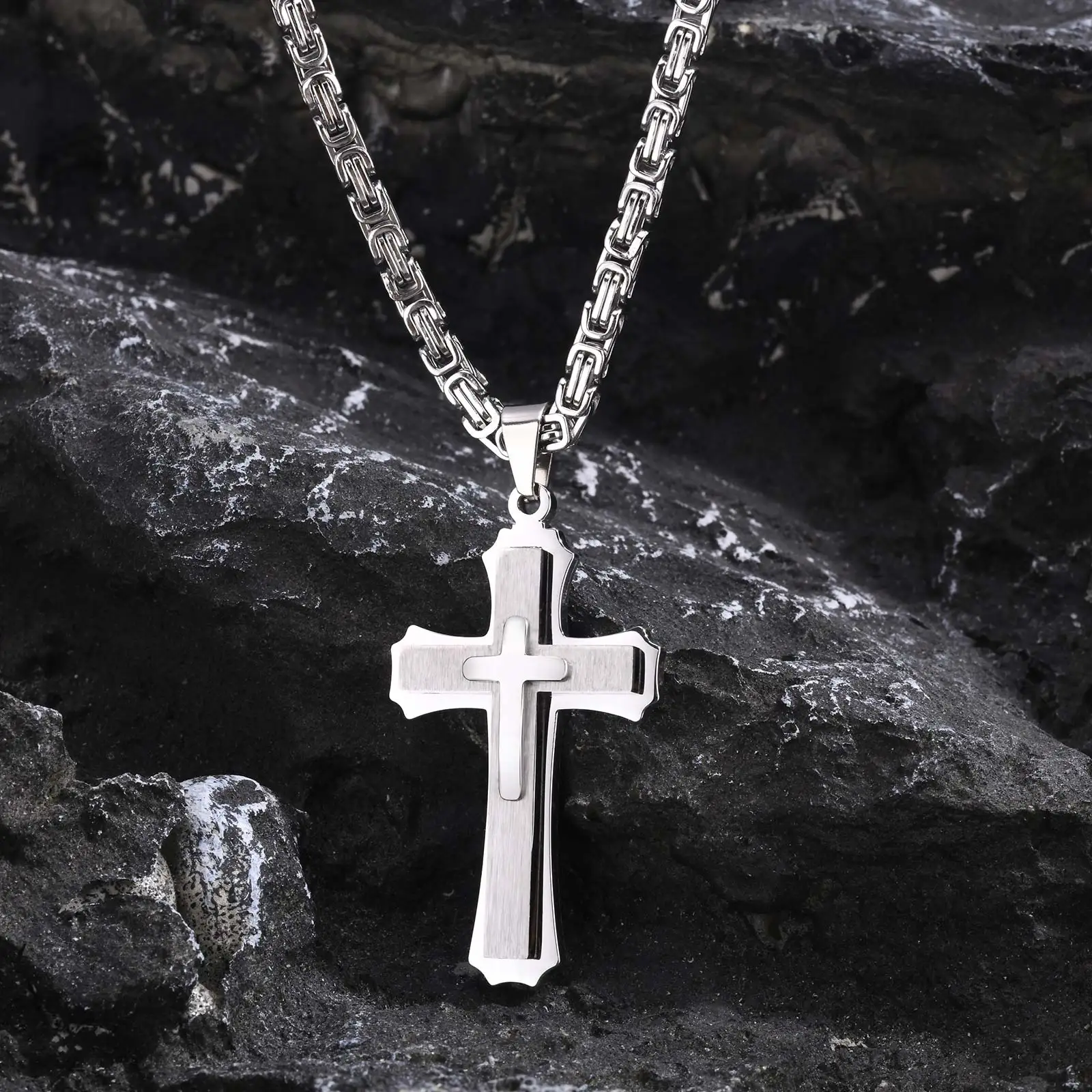 Vnox Heavy Chunky Cross Necklaces for Men Boys, Bold