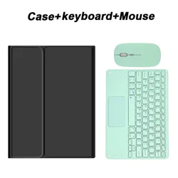 Sleek Wireless Bluetooth Keyboard Case for Tablets - Premium Protection and Functionality (Black L green Mouse)