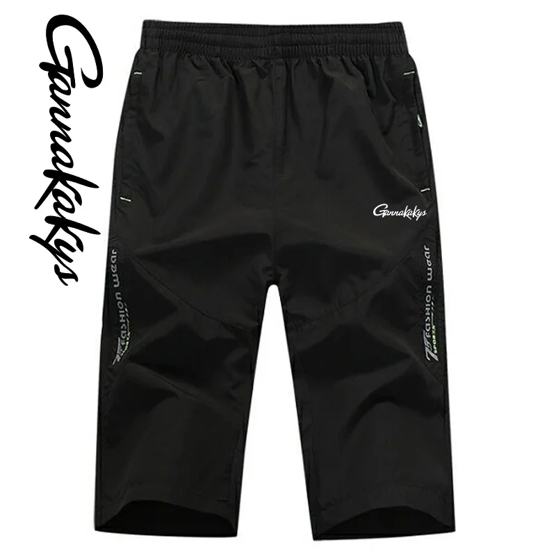 Summer Fishing Pants Men's Sports Breathable Zipper Pocket Shorts Capris Outdoor Hiking Quick Drying Beach Shorts