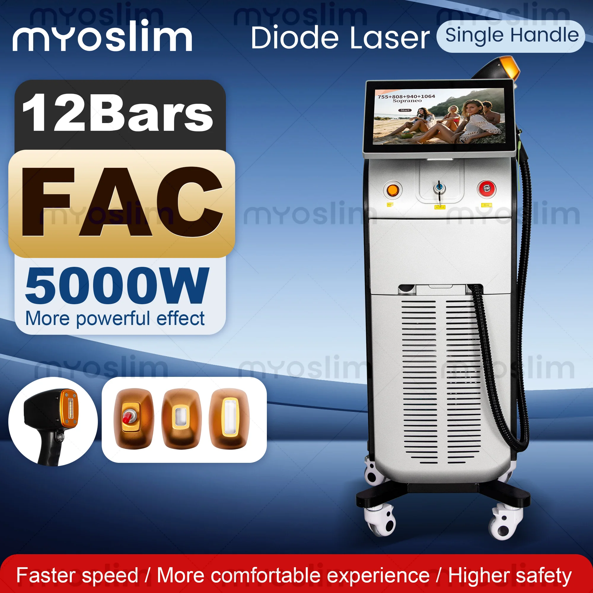 12 Bars 5000W 4 Wavelength FAC Diode laser hair removal machine CE Certified Hair Removal 755 808 940 1064nm Diode Laser Salon 5