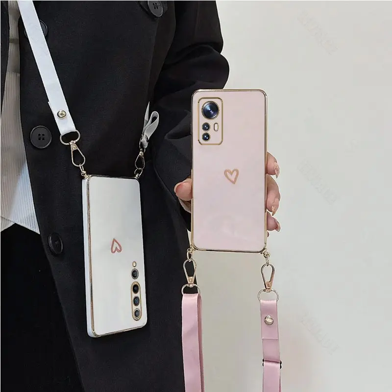 Chic Love Heart Crossbody Lanyard Phone Case
